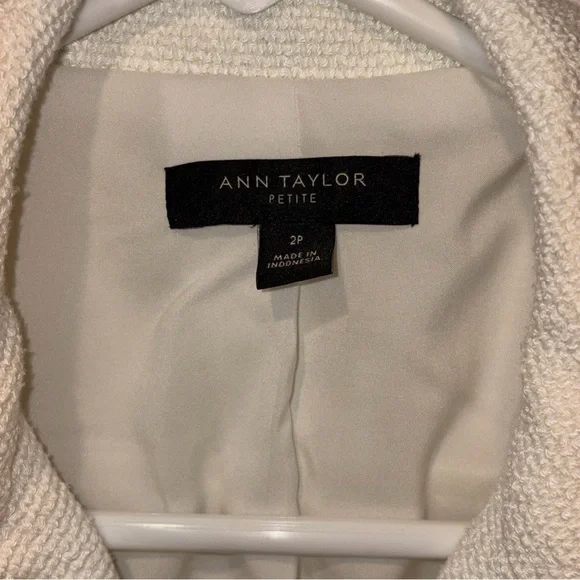 Ann Taylor Cream Textured Leather Jacket - Picture 3 of 9